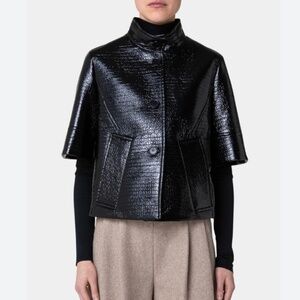 Akris Punto black cropped vegan leather jacket